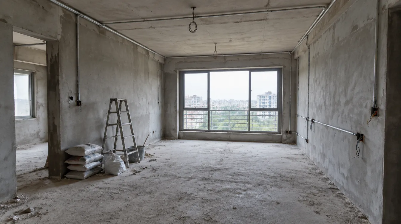 Unfinished apartment shell before interior work
